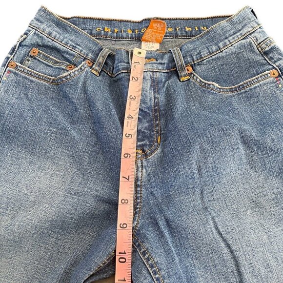 Y2K Christopher Blue Cowgirl Glam‎ Rhinestone Denim Jeans Mid-Rise Straight Leg - Picture 6 of 13